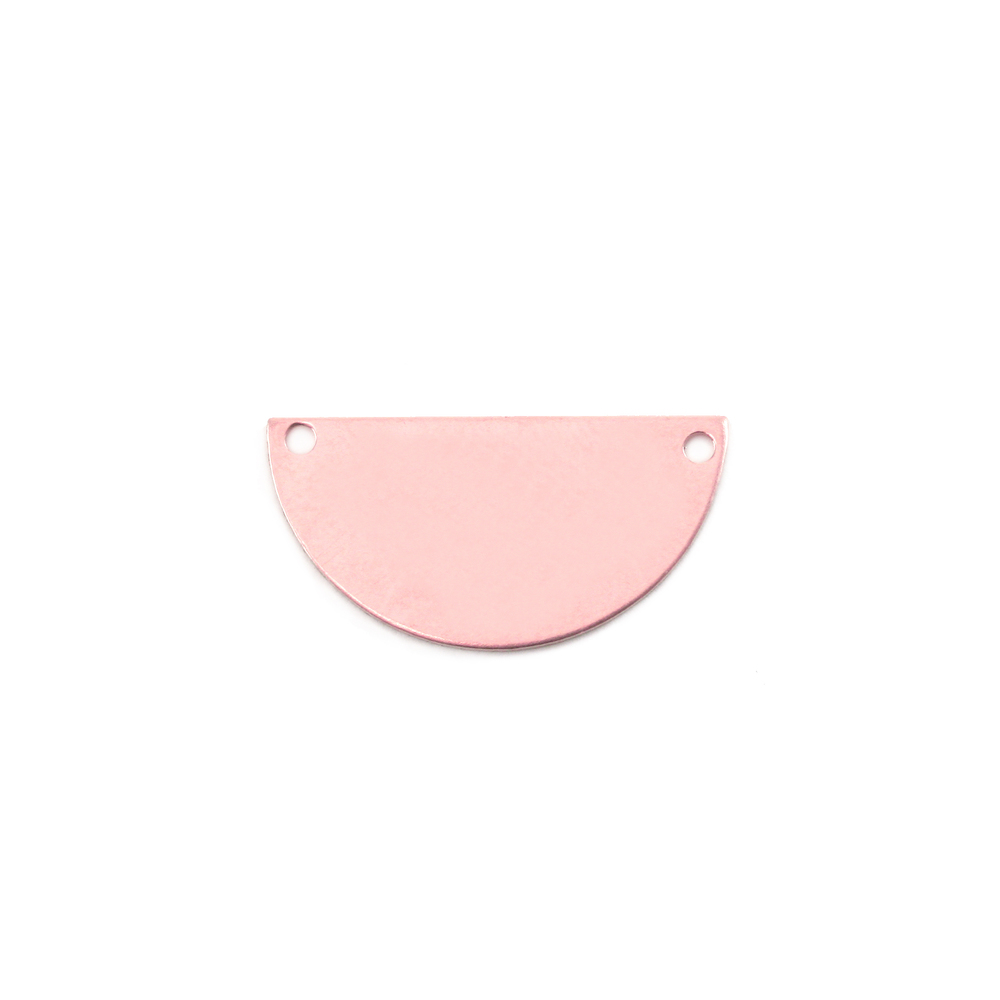 Metal Stamping Blanks Rose Gold Filled Half Round, Disc, Circle with Holes, 18mm (.71"), 24g